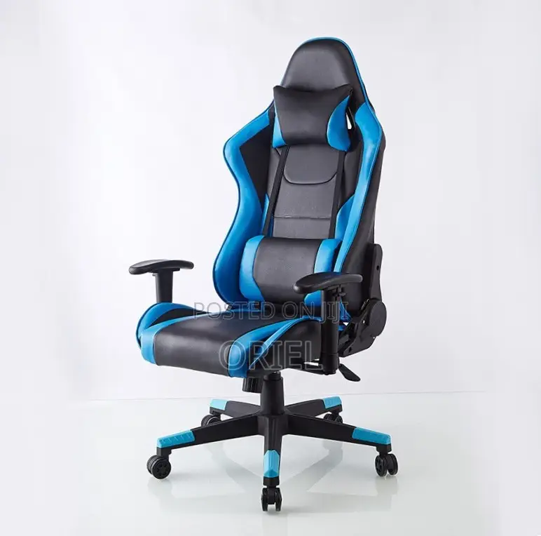 Gaming Chair : Ergonomic Blue Lumbar Support Gamers Chair