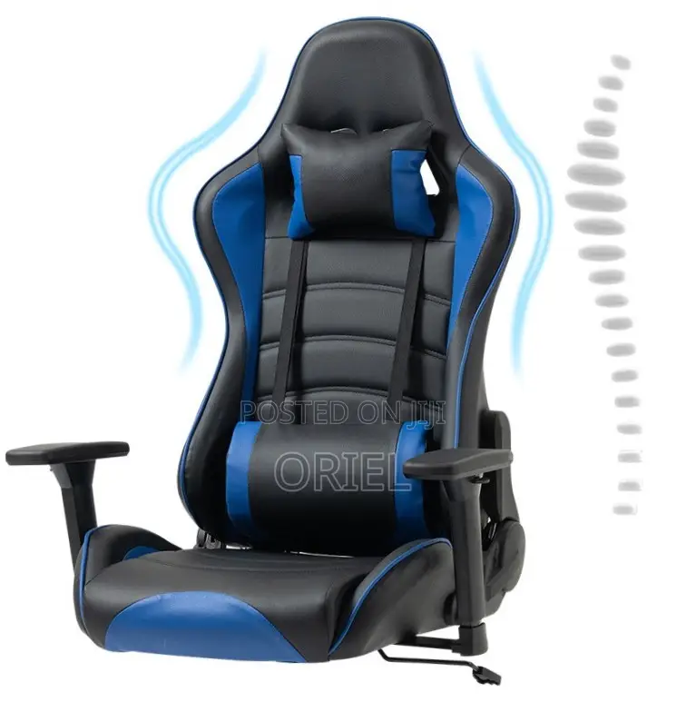 Gaming Chair : Ergonomic Blue Lumbar Support Gamers Chair