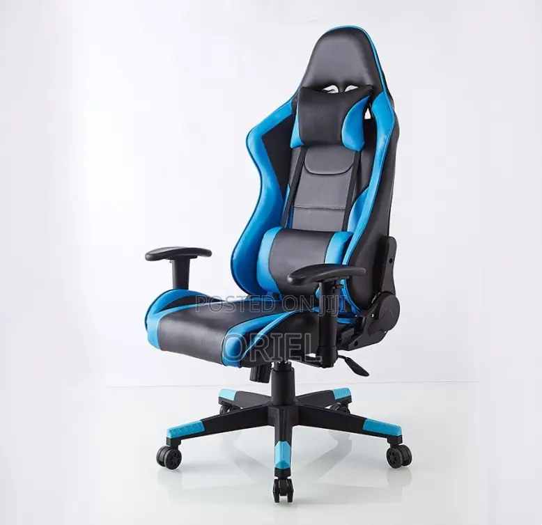 Gaming Chair : Ergonomic Blue Lumbar Support Gamers Chair