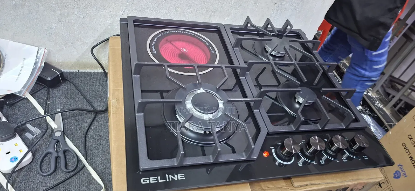 Geline 60cm 3gas and 1 Electric Hob Tampered Glass