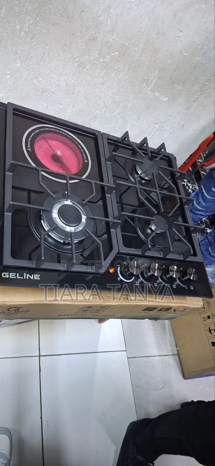 Geline 60cm 3gas and 1 Electric Hob Tampered Glass