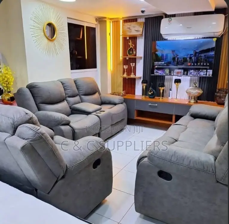 7-Seater Leather Recliner Sofa