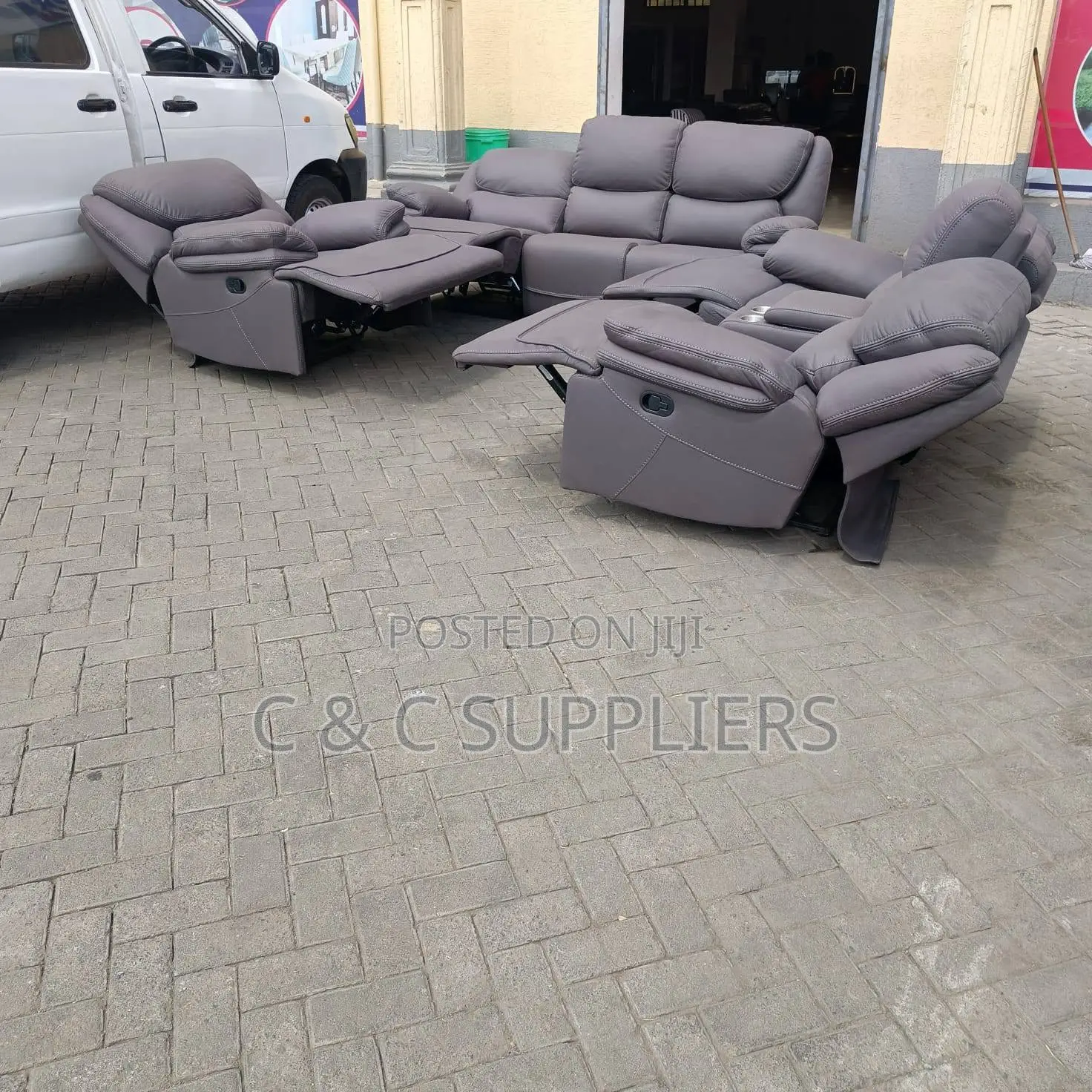 7-Seater Leather Recliner Sofa