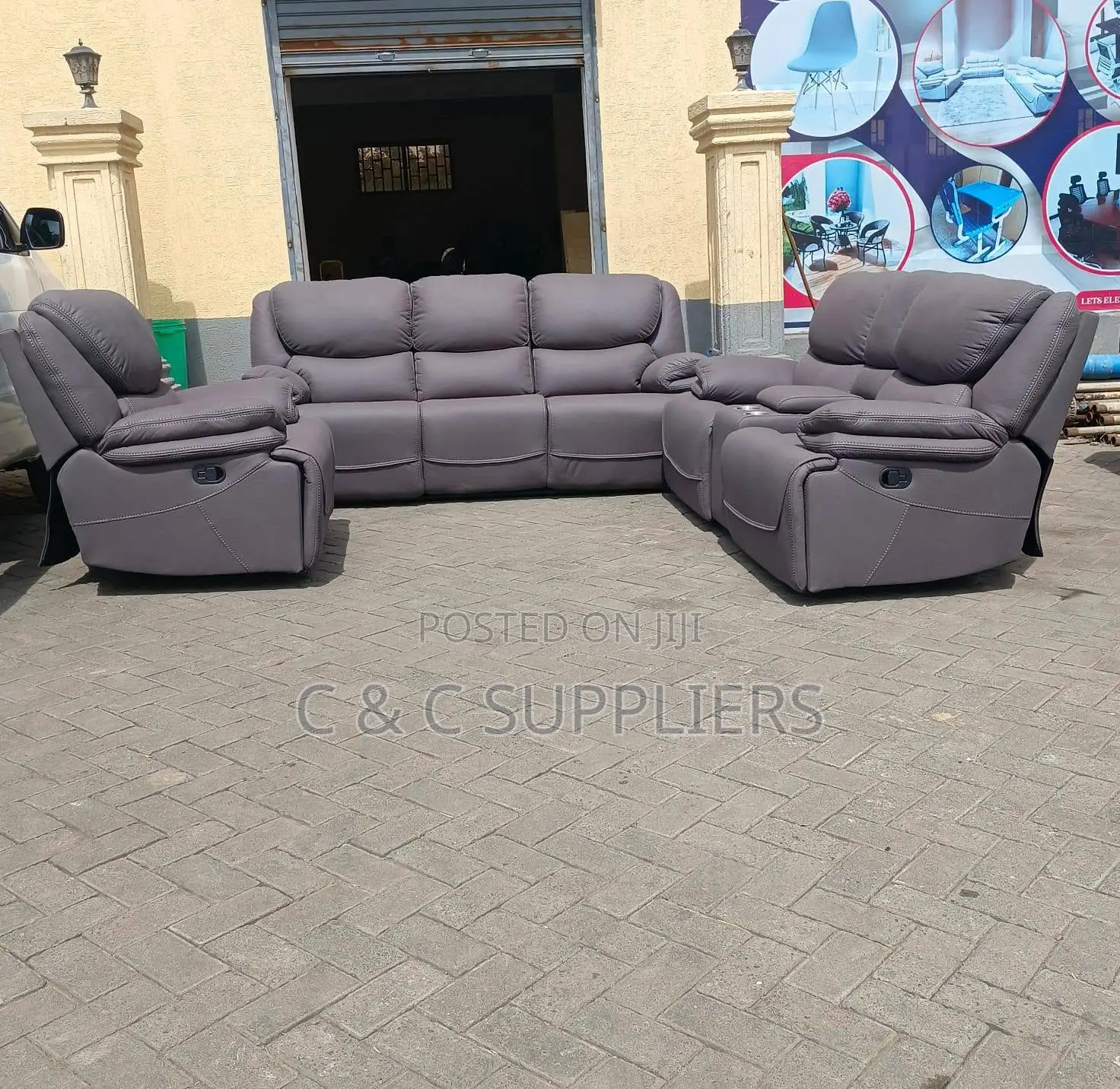 7-Seater Leather Recliner Sofa