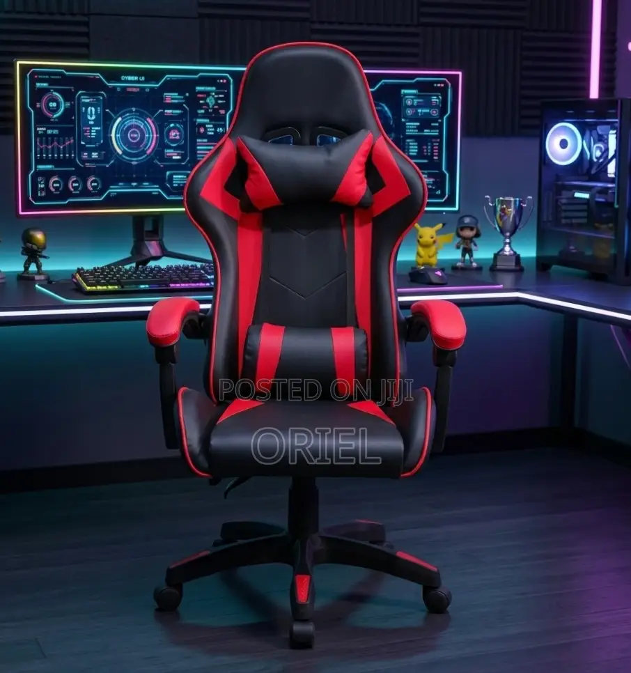 Gaming Chair : Red Leather Reclining Office Chair