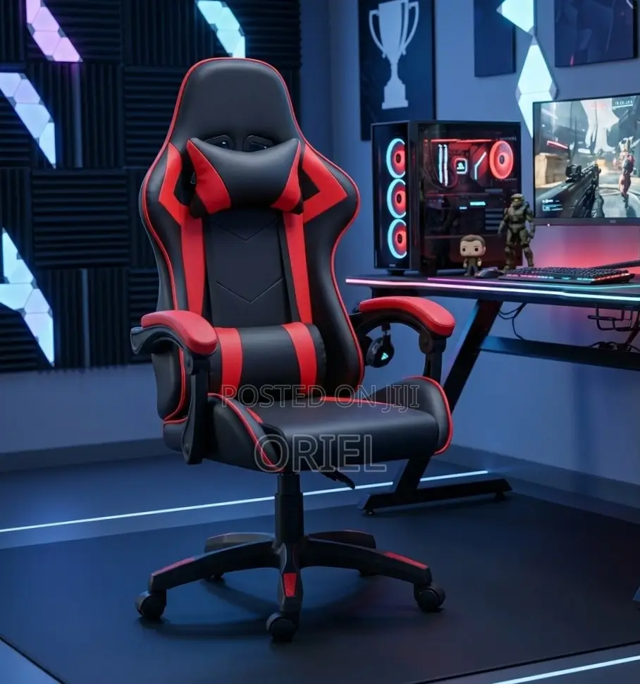 Gaming Chair : Red Leather Reclining Office Chair