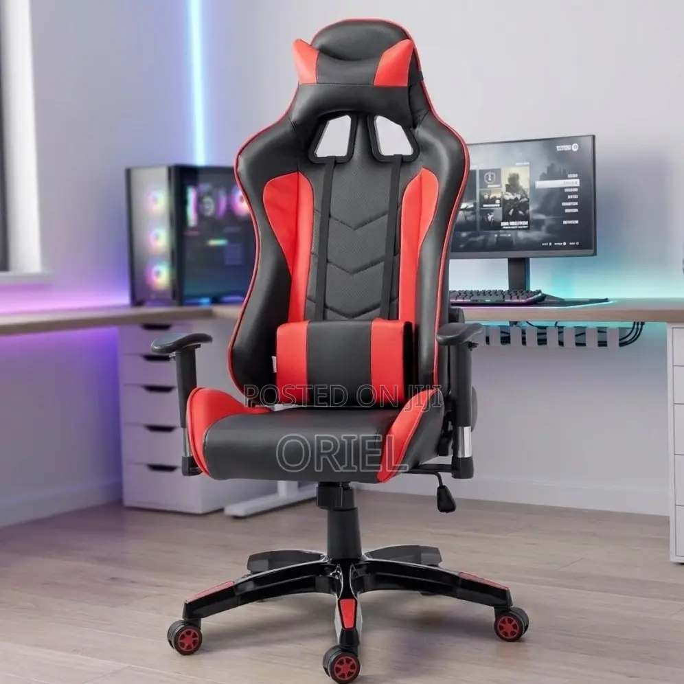 Gaming Chair : Red Leather Reclining Office Chair