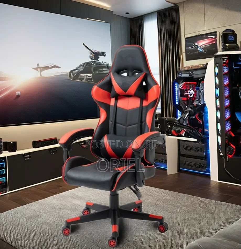 Gaming Chair : Red Leather Reclining Office Chair
