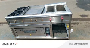 Stainlesssteel Commercial 2 Burner Cooker, Deep Fryer, Griddle Oven
