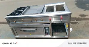 Stainlesssteel Commercial 2 Burner Cooker, Deep Fryer, Griddle Oven