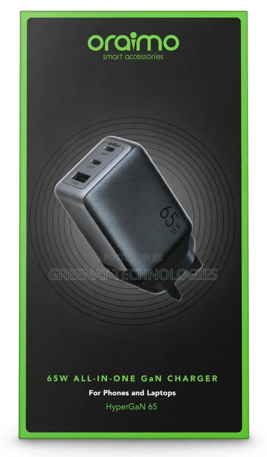 Oraimo HyperGaN 65W All-in-One GaN Charger for Phones and Laptops