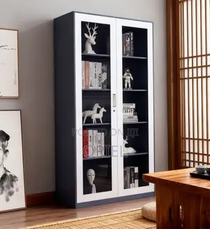 Office Cabinet : 2-Glass Doors Filing Metal Storage Cabinet