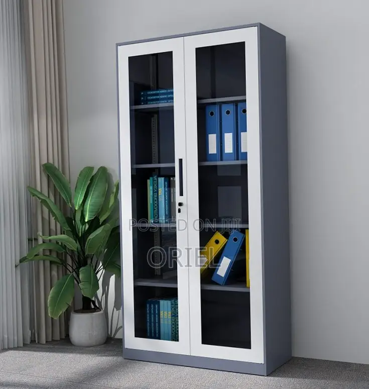 Office Cabinet : 2-Glass Doors Filing Metal Storage Cabinet