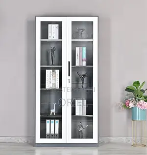 Office Cabinet : 2-Glass Doors Filing Metal Storage Cabinet