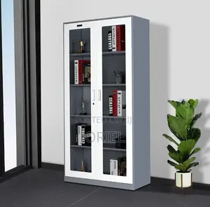 Office Cabinet : 2-Glass Doors Filing Metal Storage Cabinet