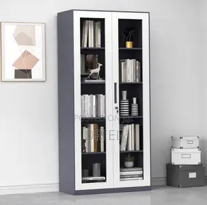 Office Cabinet : 2-Glass Doors Filing Metal Storage Cabinet