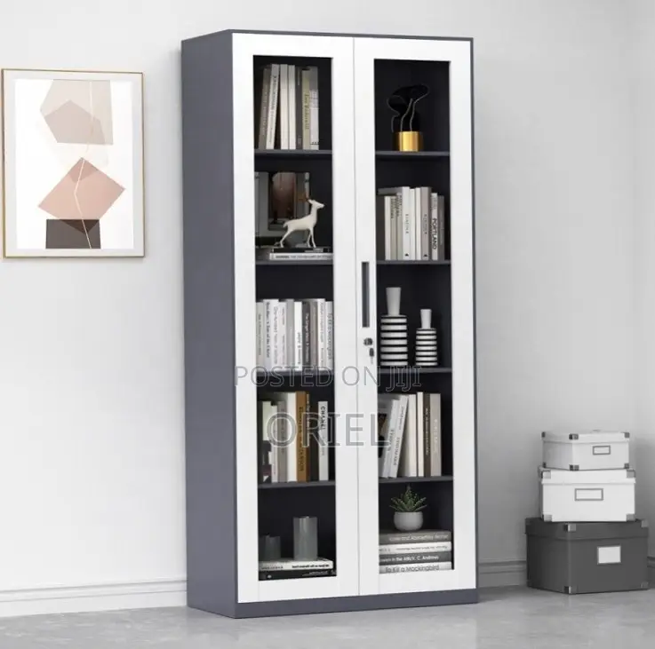 Office Cabinet : 2-Glass Doors Filing Metal Storage Cabinet