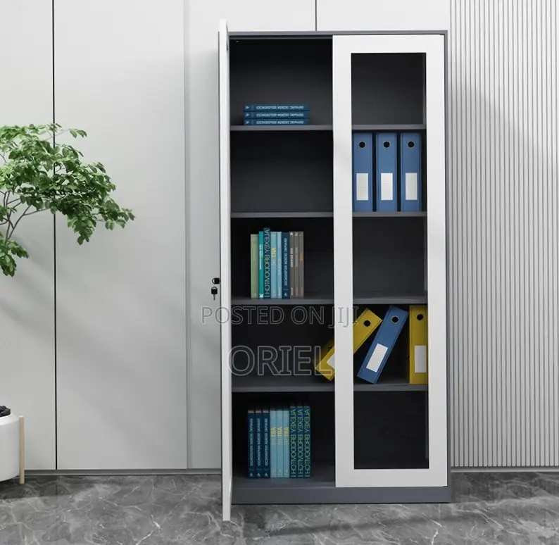 Office Cabinet : 2-Glass Doors Filing Metal Storage Cabinet