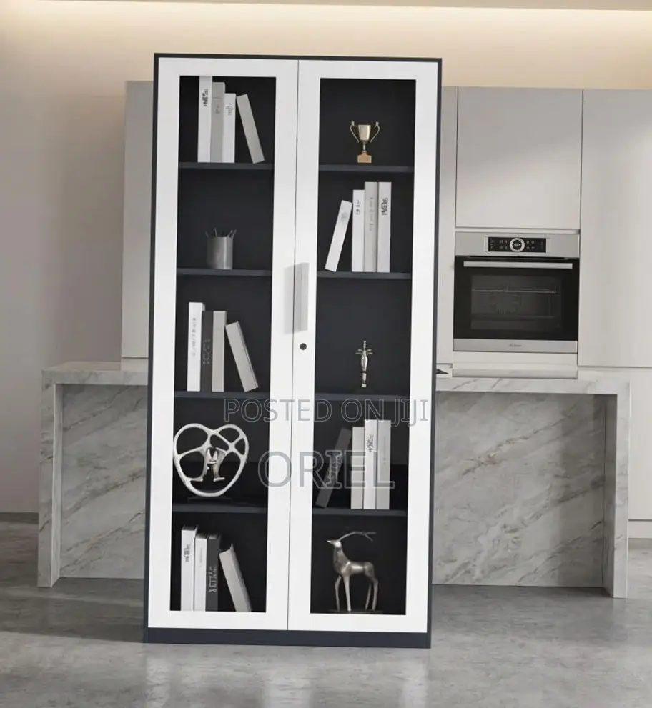 Office Cabinet : 2-Glass Doors Filing Metal Storage Cabinet