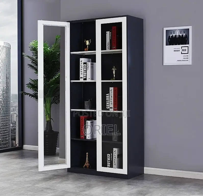 Office Cabinet : 2-Glass Doors Filing Metal Storage Cabinet