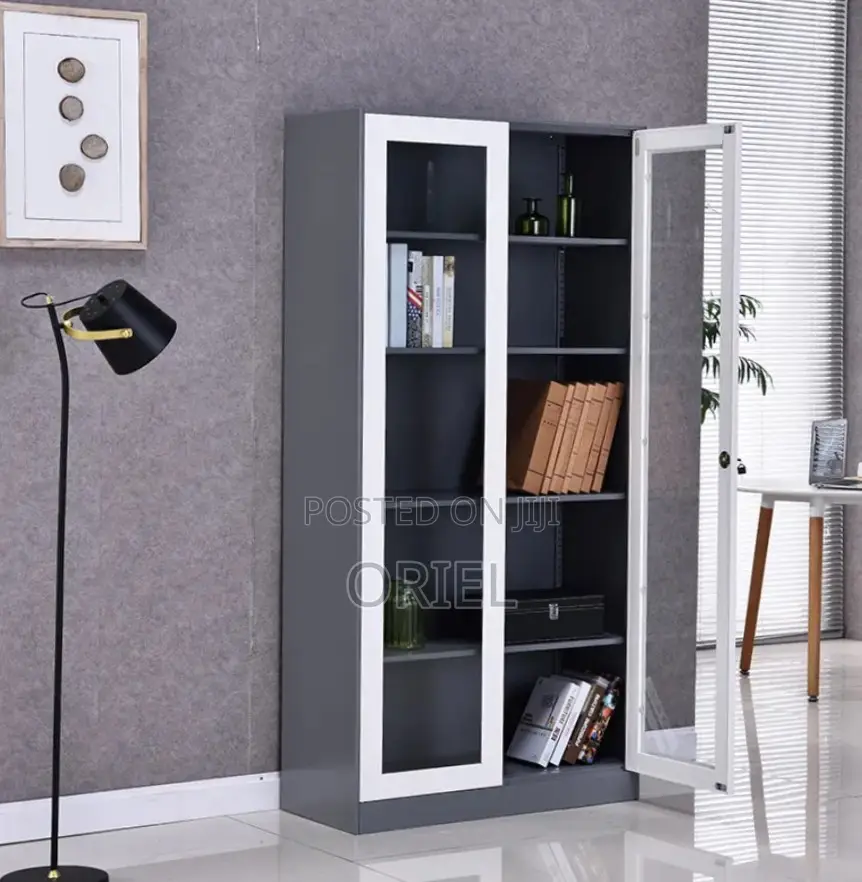 Office Cabinet : 2-Glass Doors Filing Metal Storage Cabinet