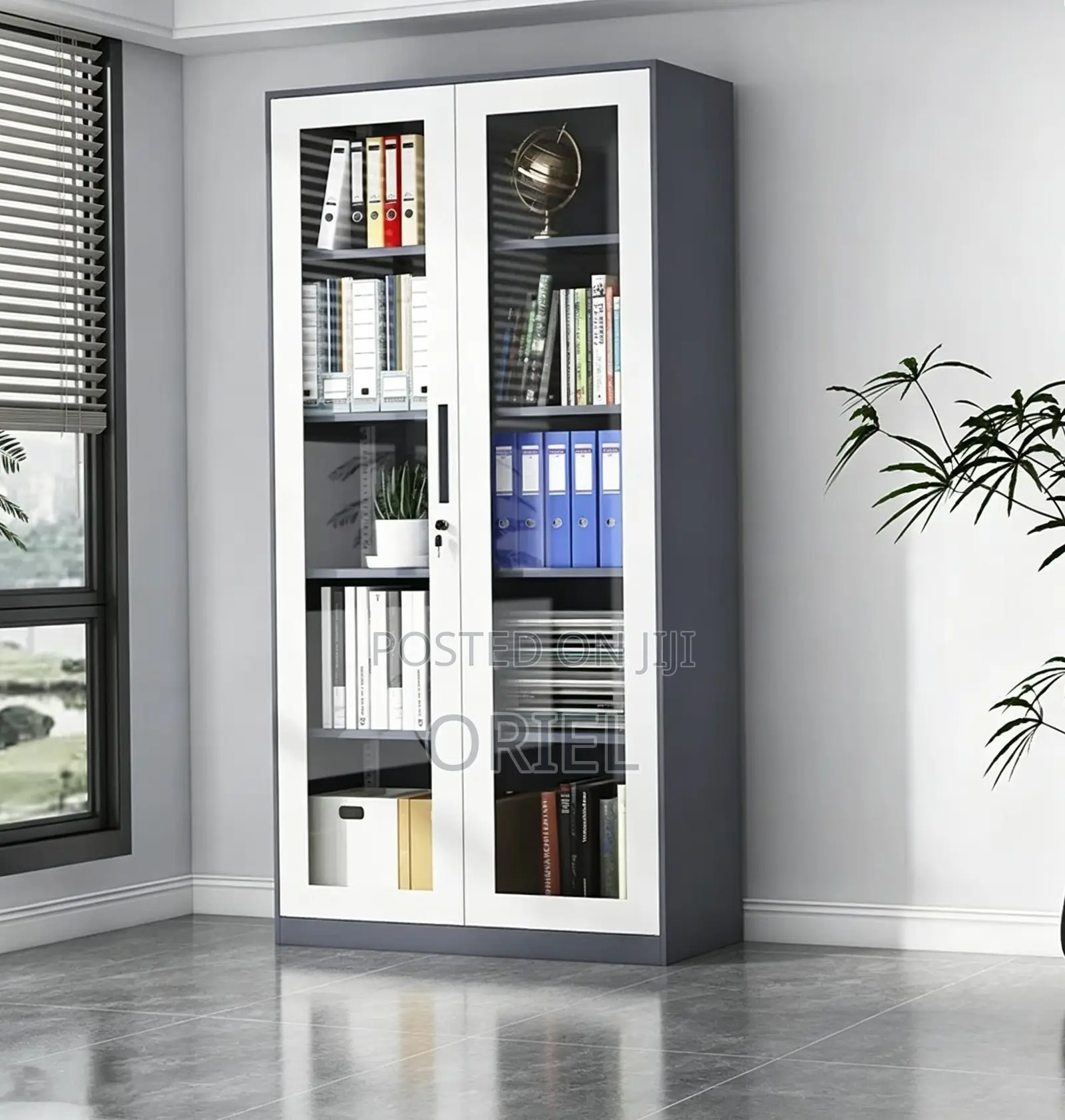 Office Cabinet : 2-Glass Doors Filing Metal Storage Cabinet