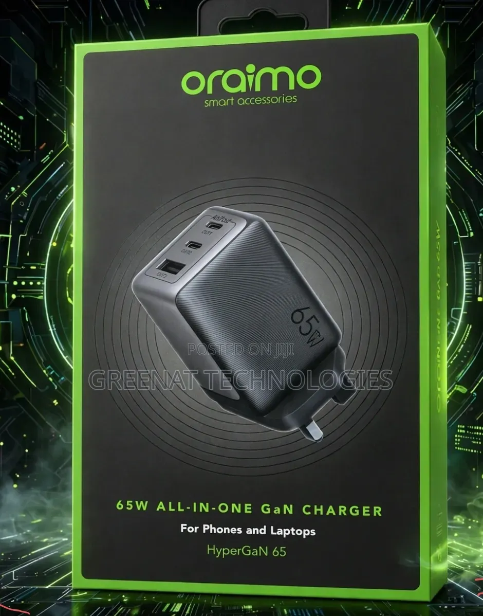 Oraimo 65W HyperGaN Charger for Laptop Phone Fast GaN Charger