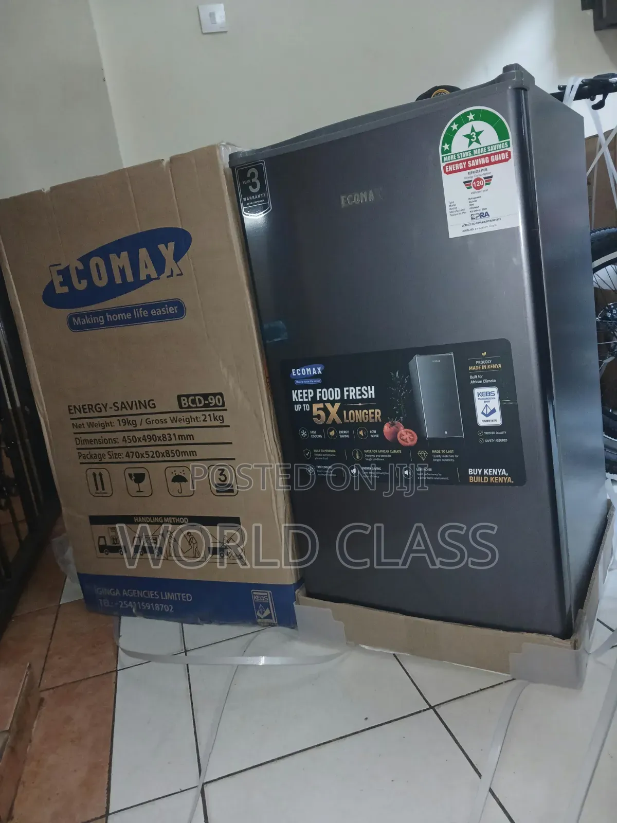 Ecomax 90-Litre Dark Silver Single-Door Compact Refrigerator