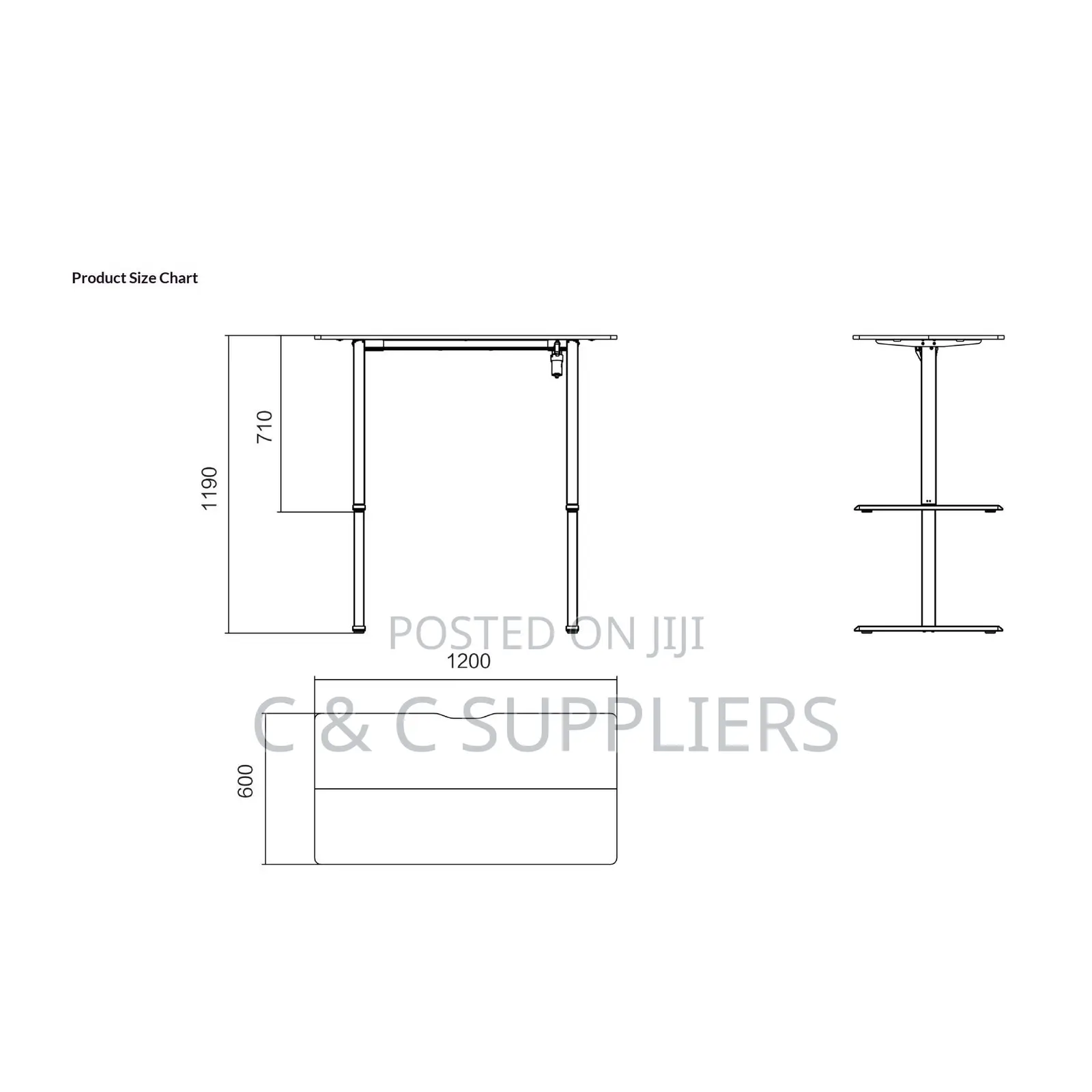 Black Sit to Stand Electric Desk-120cm