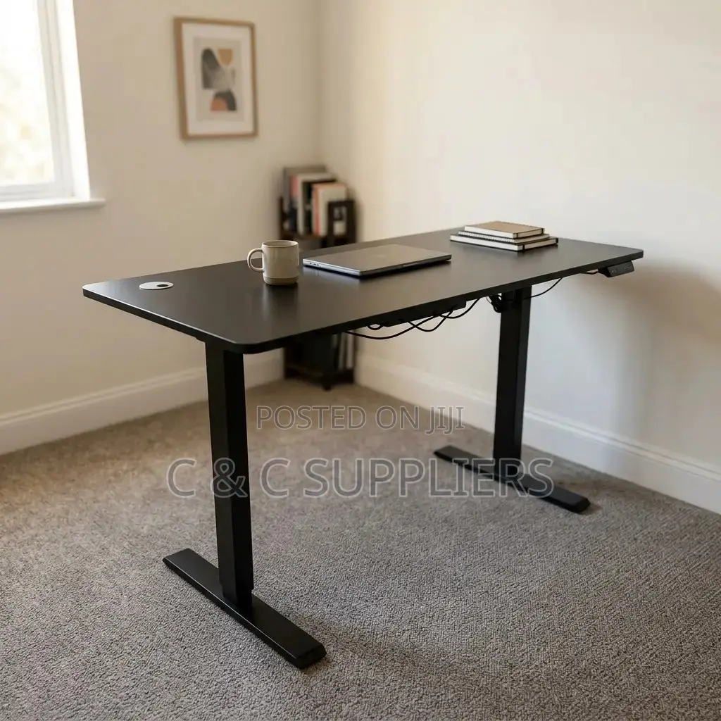 Black Sit to Stand Electric Desk-120cm