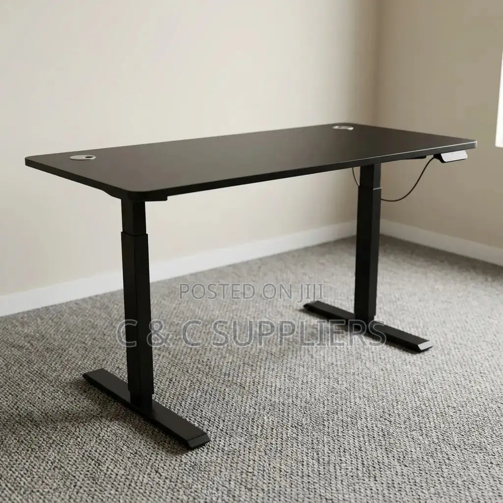 Black Sit to Stand Electric Desk-120cm