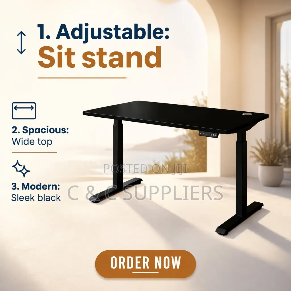 Black Sit to Stand Electric Desk-120cm