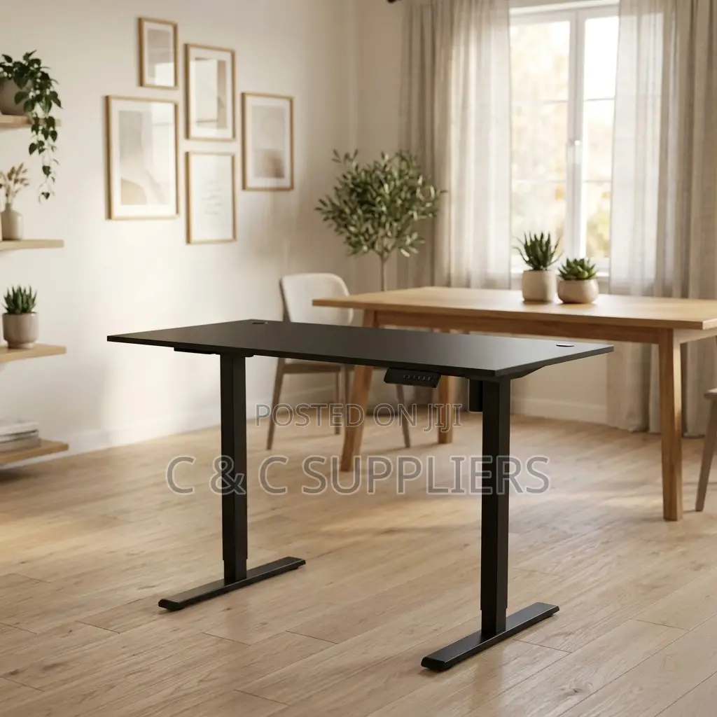 Black Sit to Stand Electric Desk-120cm