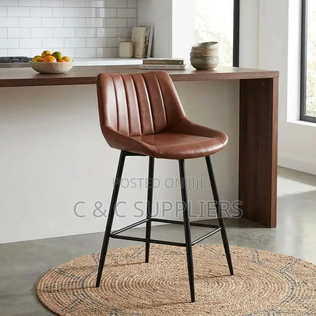 Brown Leather Footstool