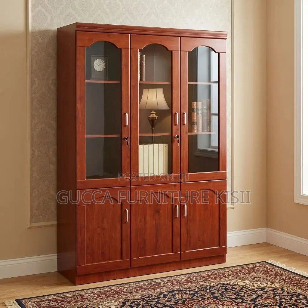 3-Door Mahogany Storage Cabinet