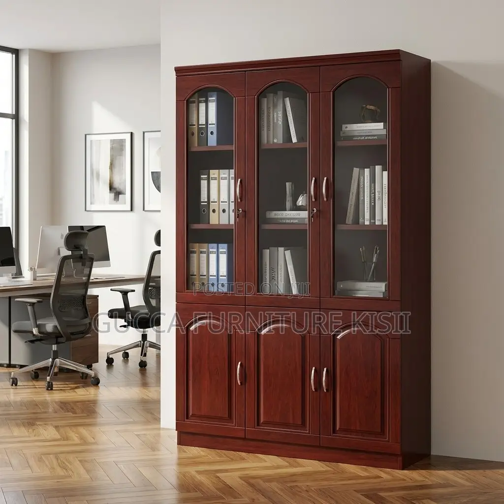 3-Door Mahogany Storage Cabinet