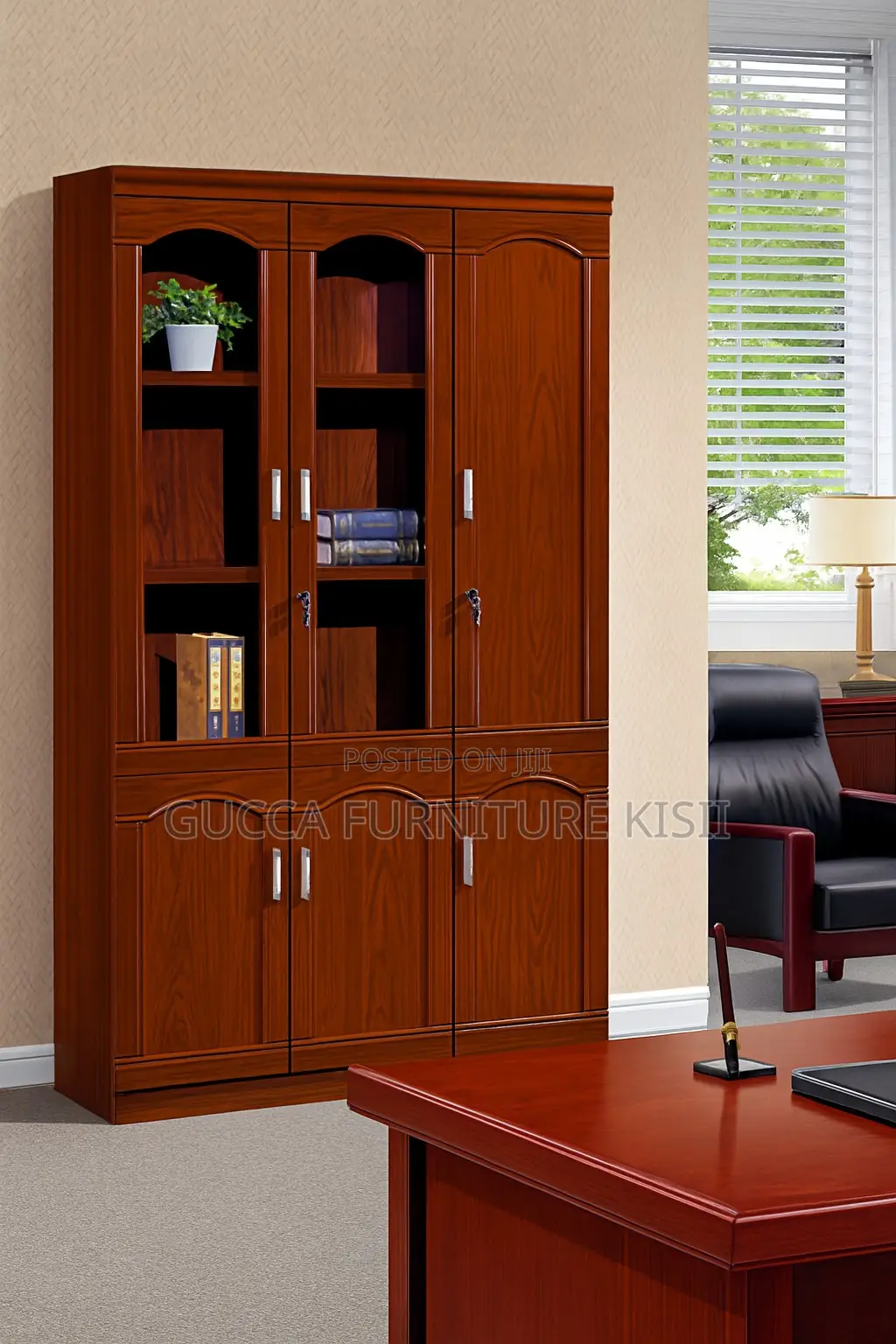 3-Door Mahogany Storage Cabinet