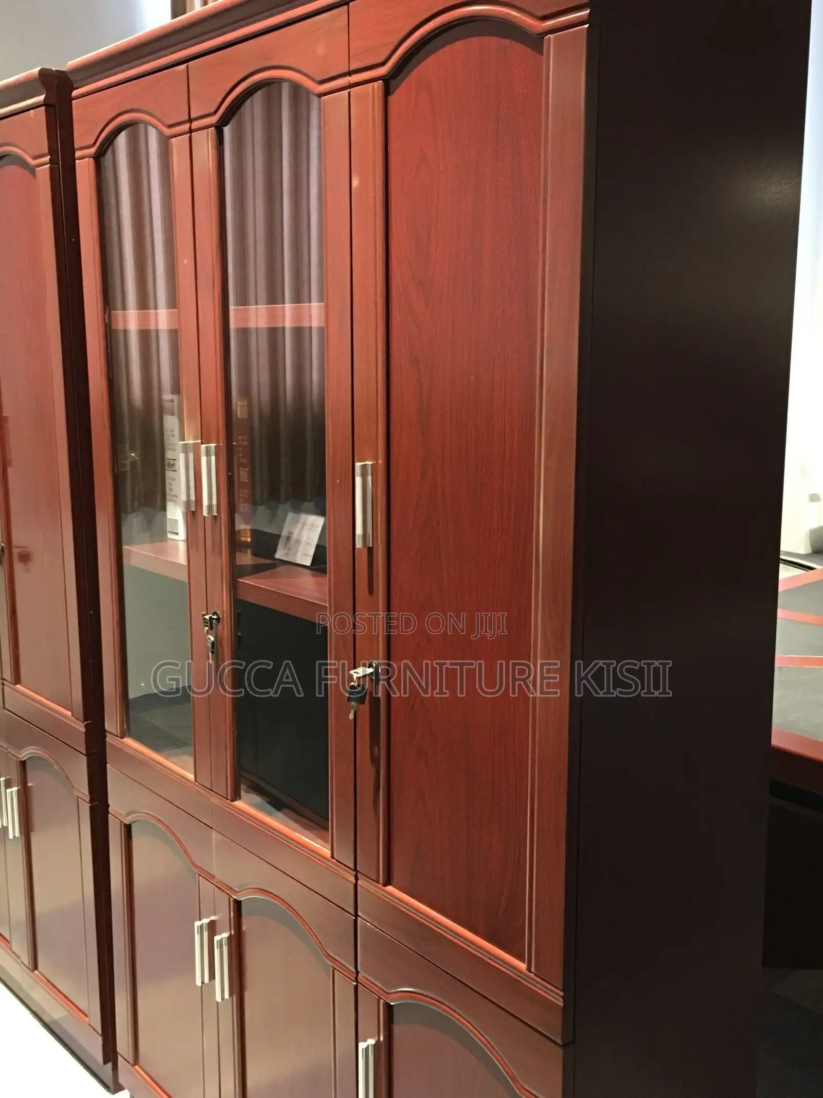 3-Door Mahogany Storage Cabinet