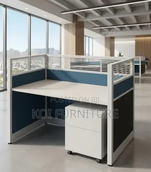 Office Workstation; One User Blue Office Workstation With Pedestal
