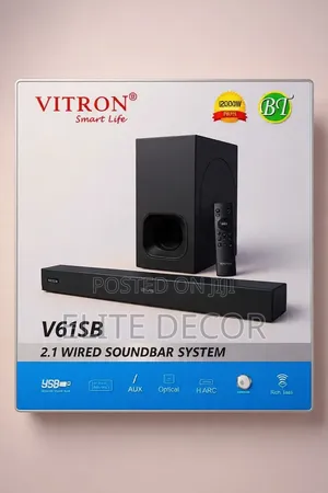 Vitron V61SB 2.1 Soundbar System 12000W PMPO With Wired Subwoofer