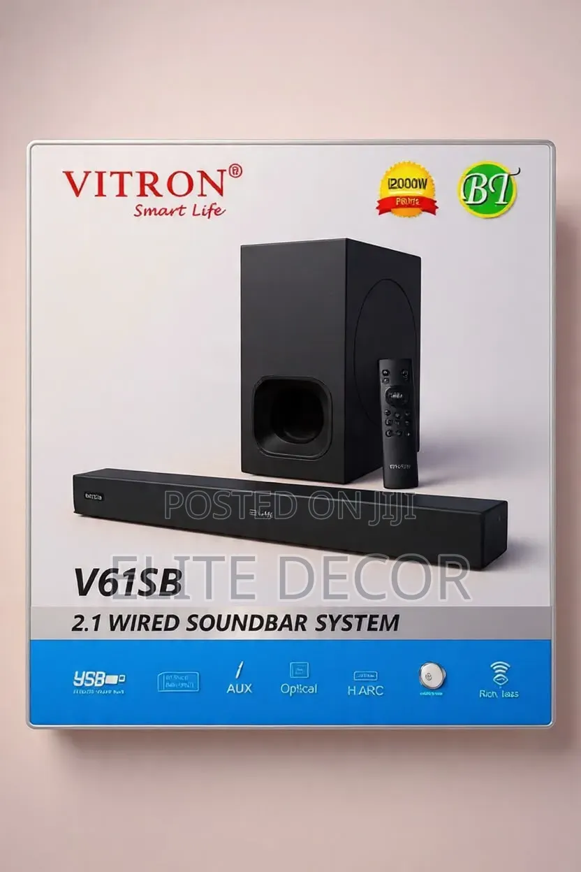 Vitron V61SB 2.1 Soundbar System 12000W PMPO With Wired Subwoofer