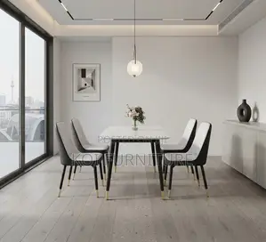 Dining Set; Four Seters Dining Set With Leather Armless Seats