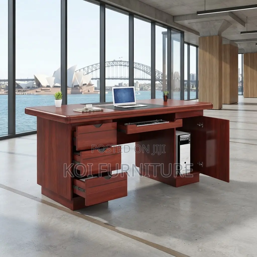 Office Desk; 1.2 Meters Executive Mahogany Home Desk With CPU Holder