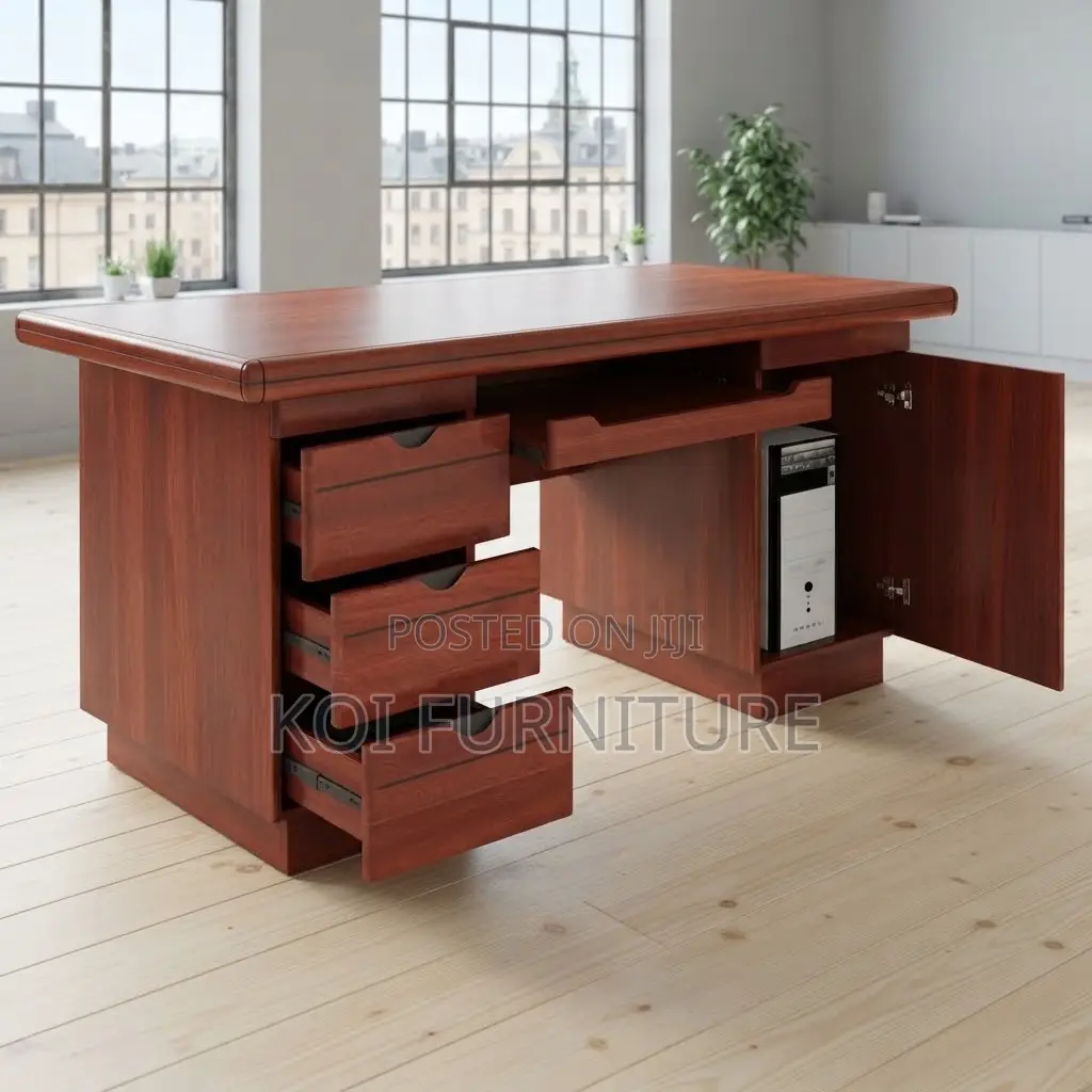 Office Desk; 1.2 Meters Executive Mahogany Home Desk With CPU Holder