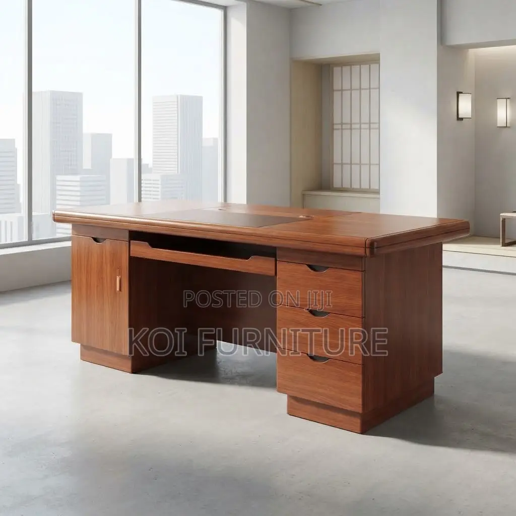 Office Desk; 1.2 Meters Executive Mahogany Home Desk With CPU Holder