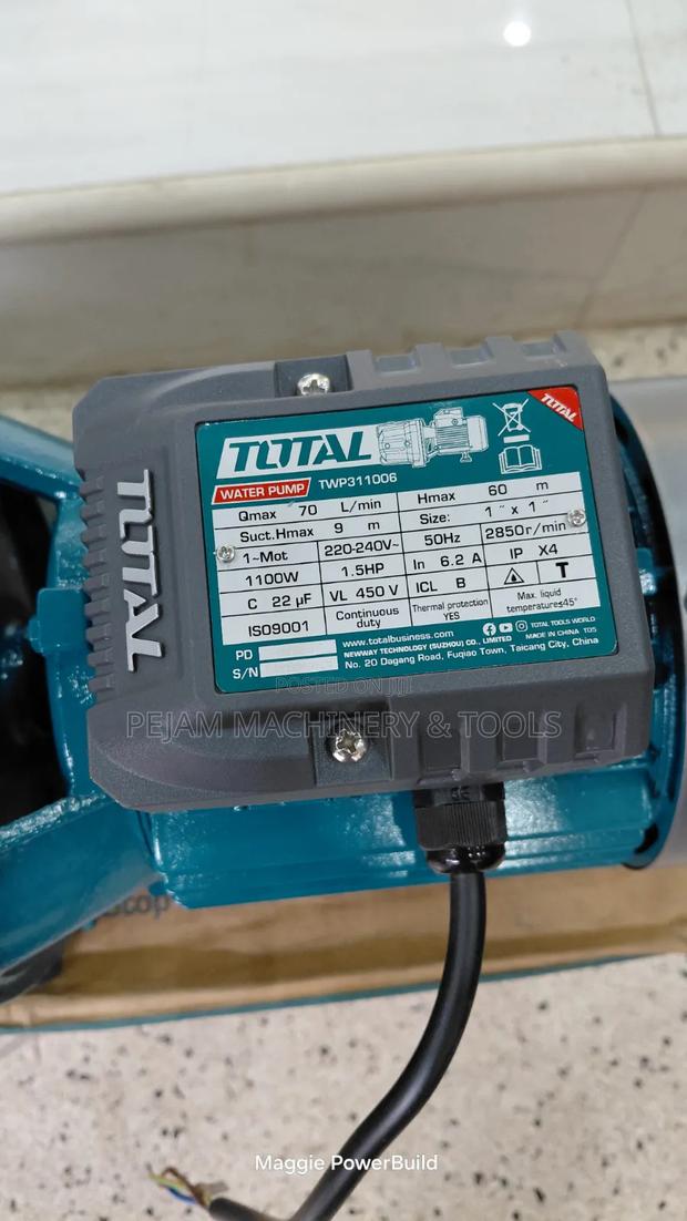 Total 1.5hp 1100W 70m Head Electric High Pressure Jet Pump - thumbnail 3