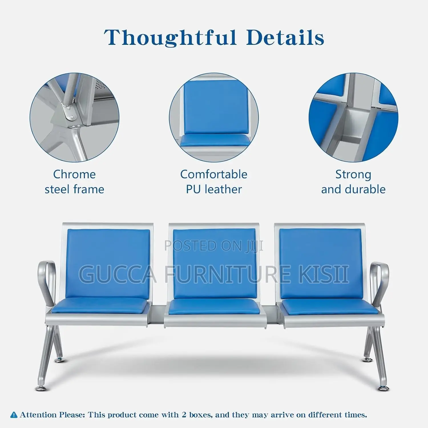 Waiting Bench; Heavy Duty Blue Waiting Bench