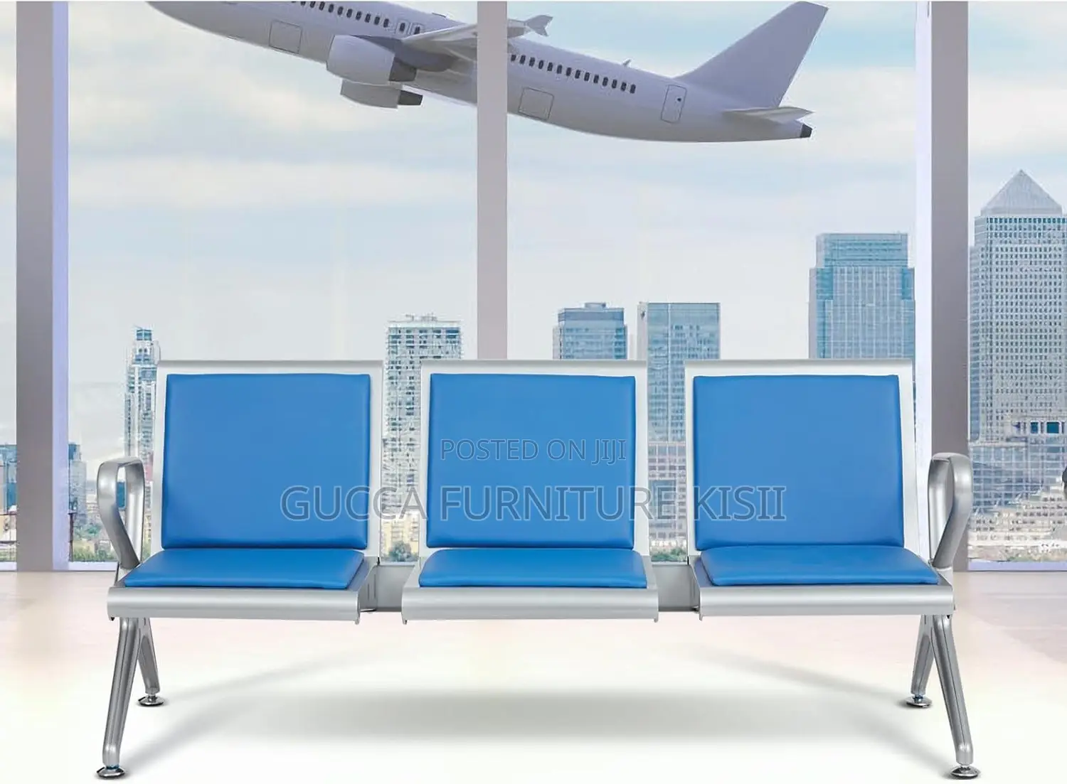 Waiting Bench; Heavy Duty Blue Waiting Bench