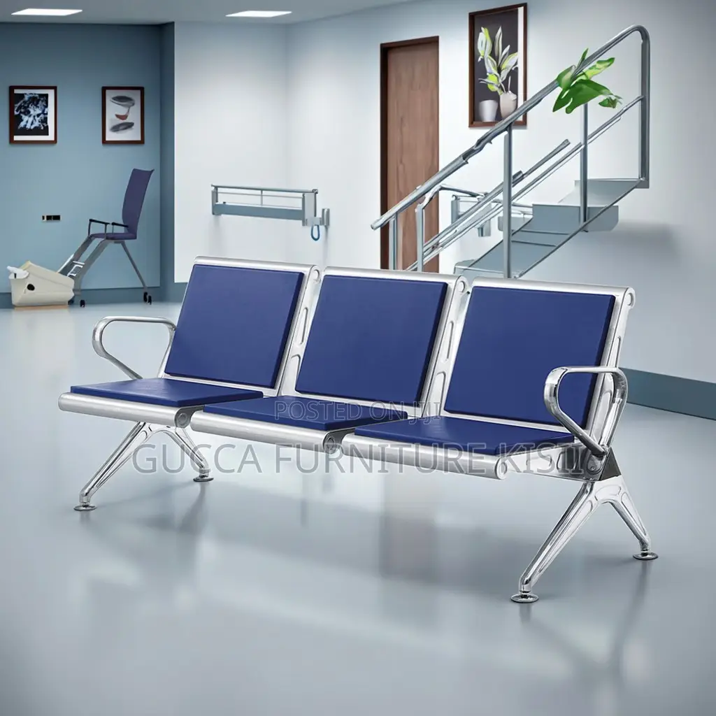Waiting Bench; Heavy Duty Blue Waiting Bench
