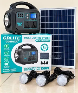 Heavy Duty Gdlite 150w Solar Generator Charging Kit .With AC Adapter